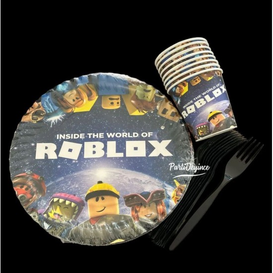 ROBLOX TABAK BARDAK ÇATAL KONSEPT DOĞUM GÜNÜ 8 KİŞİLİK PARTİ SETİ