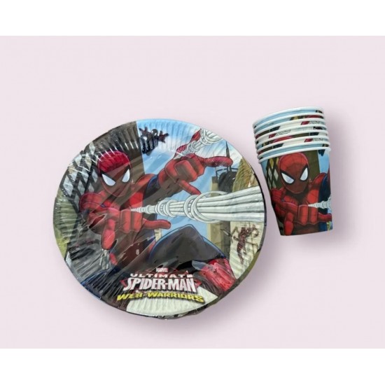 Örümcek Adam - Spiderman - Örümcek Adam Tabak Bardak Seti 8 Kişilik