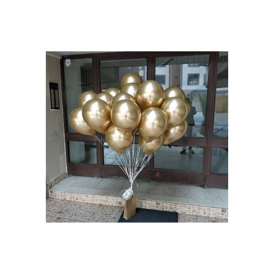 GOLD RENK METALİK KROM  BALON 15 ADET 12 İNÇ GOLD